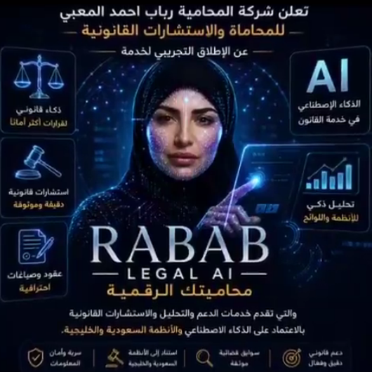 شركة المحامية د.رباب المعبي تطلق خدمة RABAB LEGAL AI محاميتك الرقمية