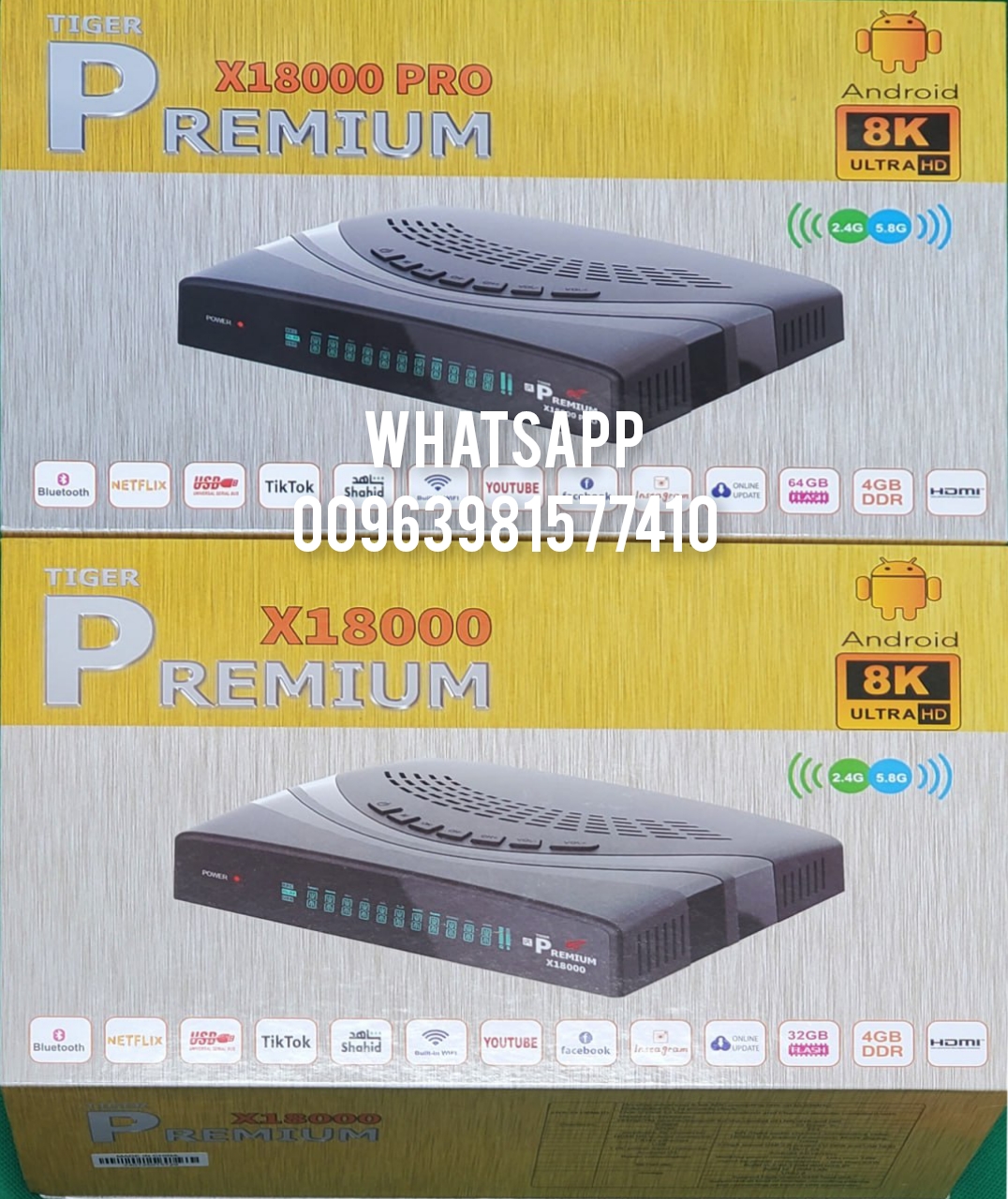 PREMIUM HD X18000 PRO ANDROID HYBRID OTT BOX WITH S2 , FTA 4K/8K Receiver in 2025