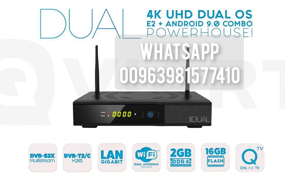 QVIART DUAL 4K UHD LINUX E2 ANDROID 9.0 DVB-S2X/T2/C COMBO RECEIVER