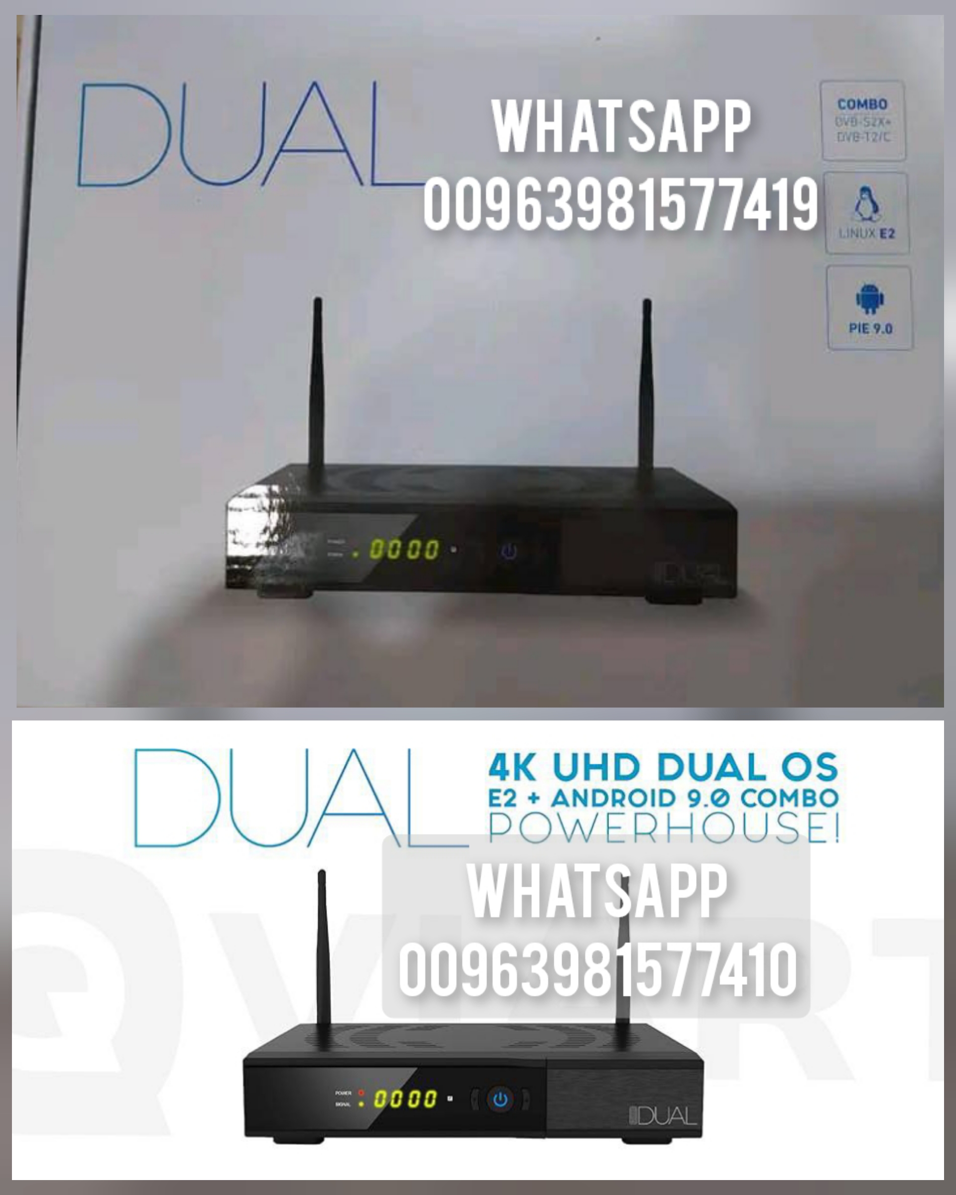 Qviart DUAL 4K UHD LINUX Enigma 2 + Android 9.0 DVB-S2X+T2/C H.265 IPTV 2GB RAM 16GB Flash Receiver