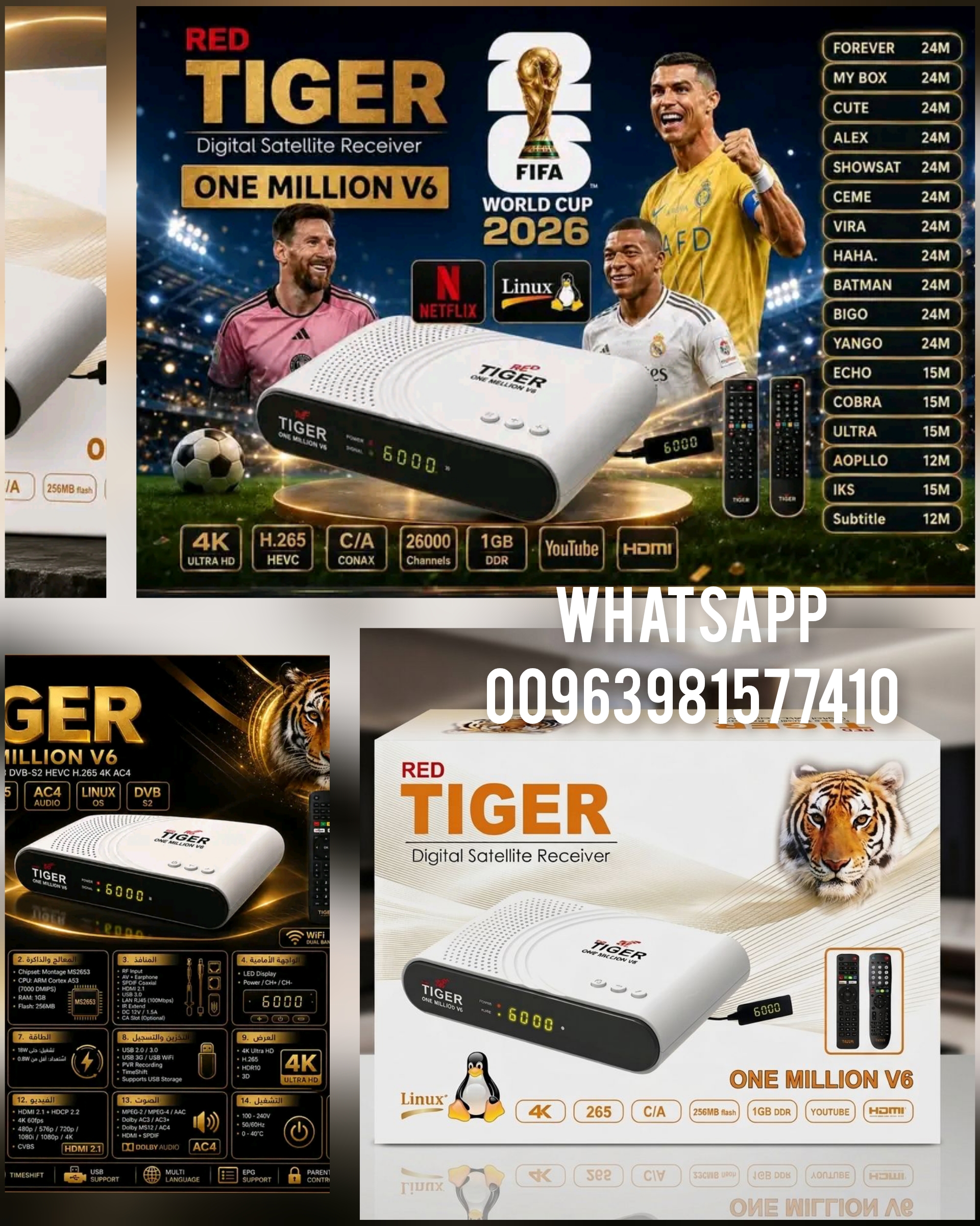  TIGER ONE MILLION V6 Linux 4K New 2026 CPU Montage MC2653 - تايجر 2026