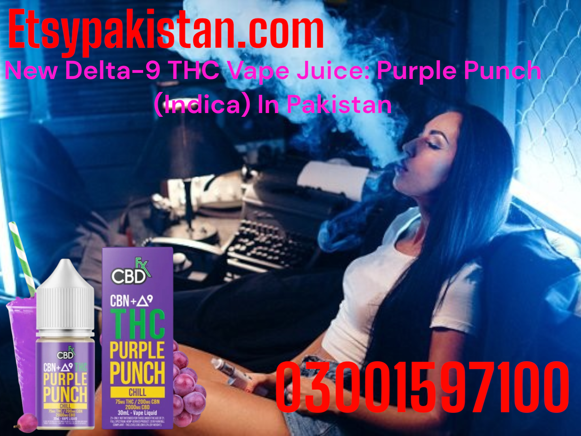 Brand Delta-9 THC Vape Juice: Purple Punch (Indica) In Multan/03001597100