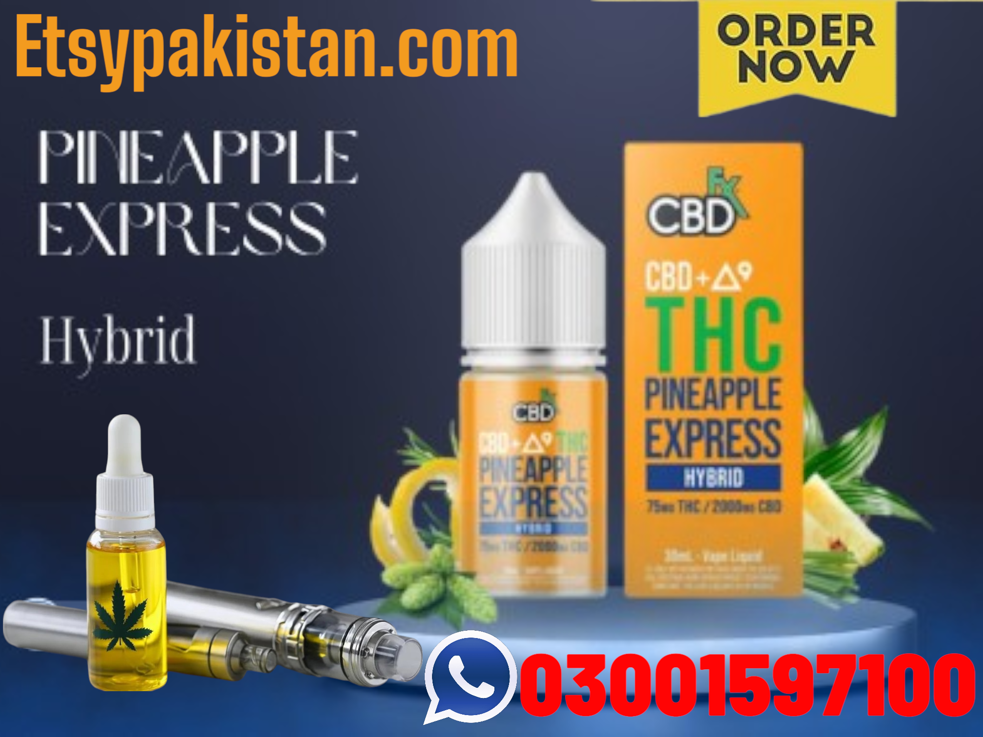 Best juice CBD+ ∆9 THC Vape Juice: Pineapple Express – Hybrid In Karachi=03001597100