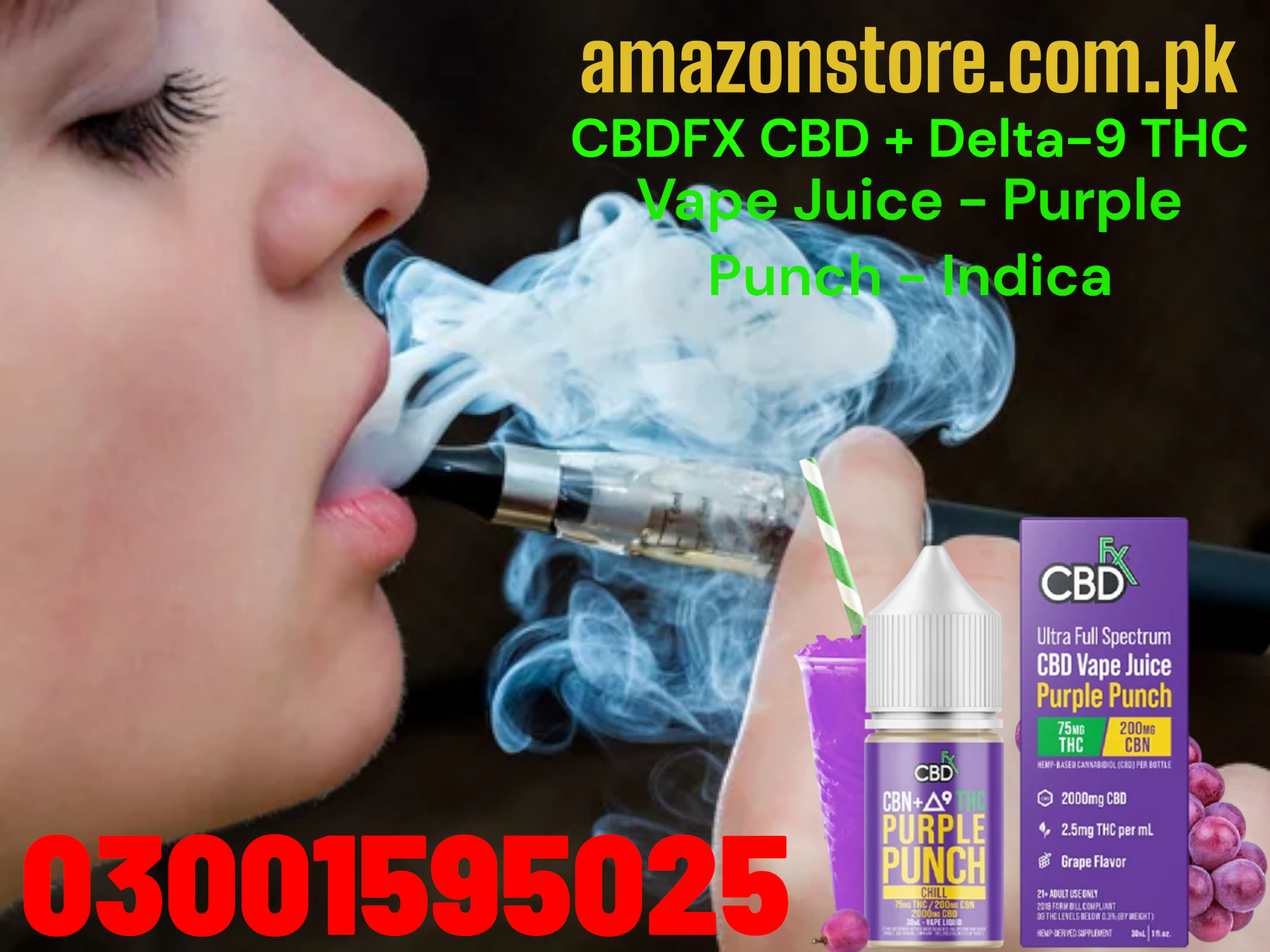  Original Purple Punch - Indica CBDFX CBD + Delta-9 THC Vape Juice - In Pakistan=03001595025
