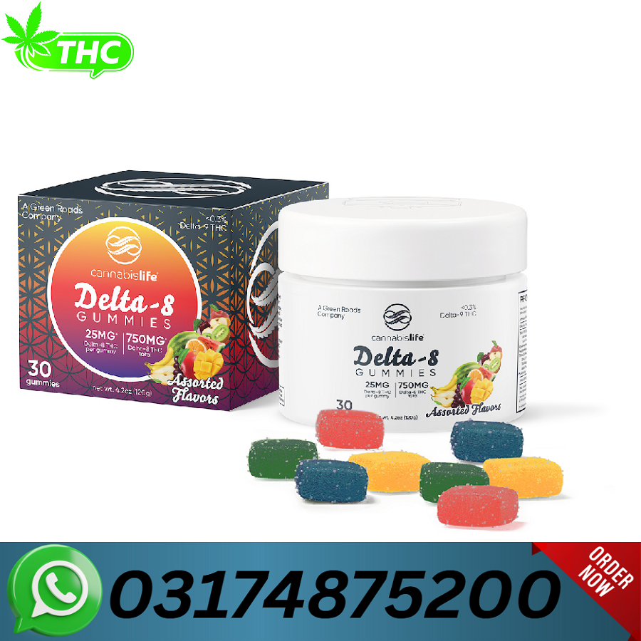 Assorted Flavors Delta-8 Gummies – (30ct) 750mg In Pakistan/03174875200