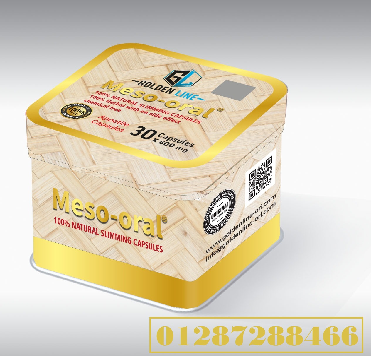 GOLDEN LINEl Meso-oral 100% NATURAL SLIMMING CAPSULES 30 Capsules كبسولات ميزو اورال لنحت القوام