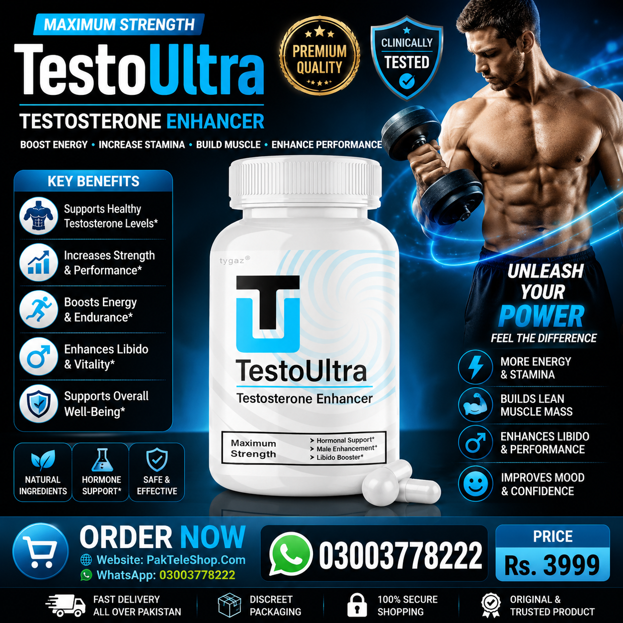 Testo Ultra Capsule Price in Pakistan | Original Quality Imported Capsules