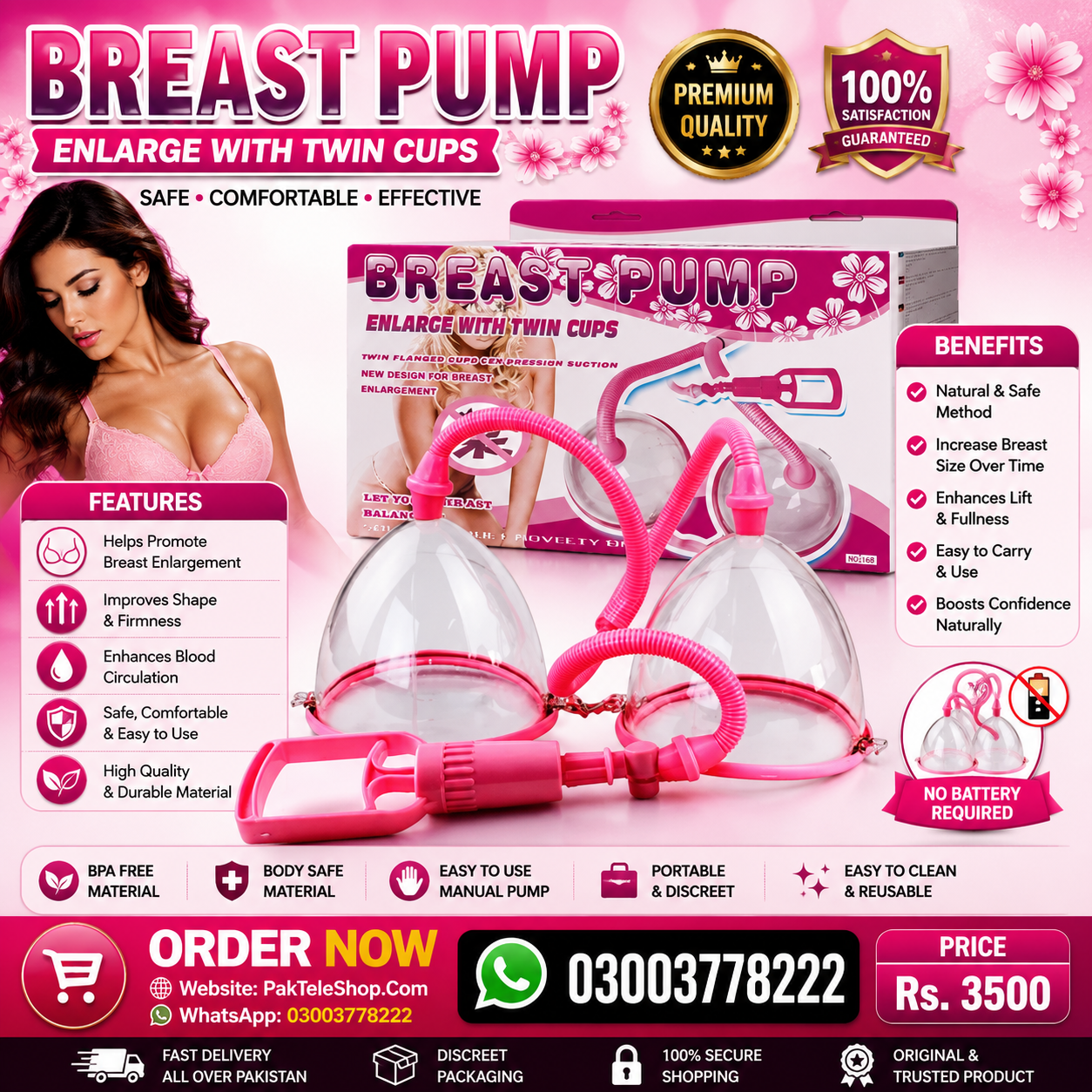 Breast Enlargement Pump Price in Pakistan | Manual Vacuum Pump for External Use
