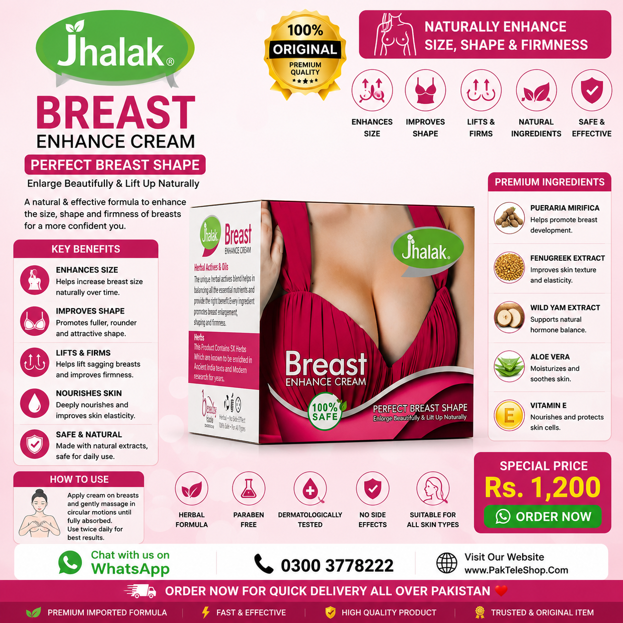 Jhalak Breast Cream PERFECT Up Naturally Enlarging Online
