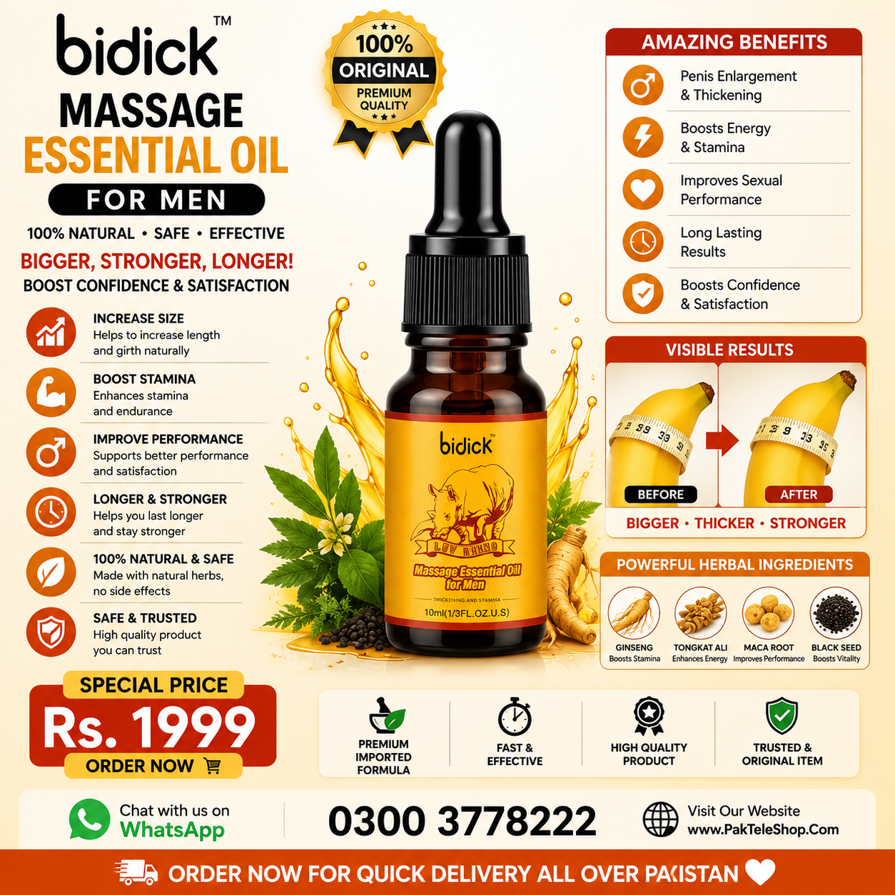 Bidick Oil Penis Enlargement Price in Pakistan – Original Herbal Massage Oil Online