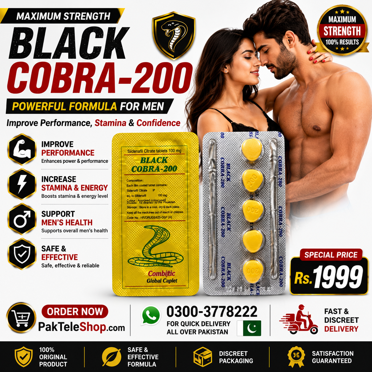 Black Cobra Tablets For Men 200mg in Pakistan, Sex Tablets Price In Pakistan
