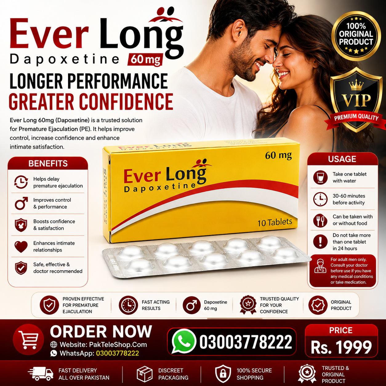 Everlong Tablets Dapoxetine Price In Pakistan | PakTeleShop