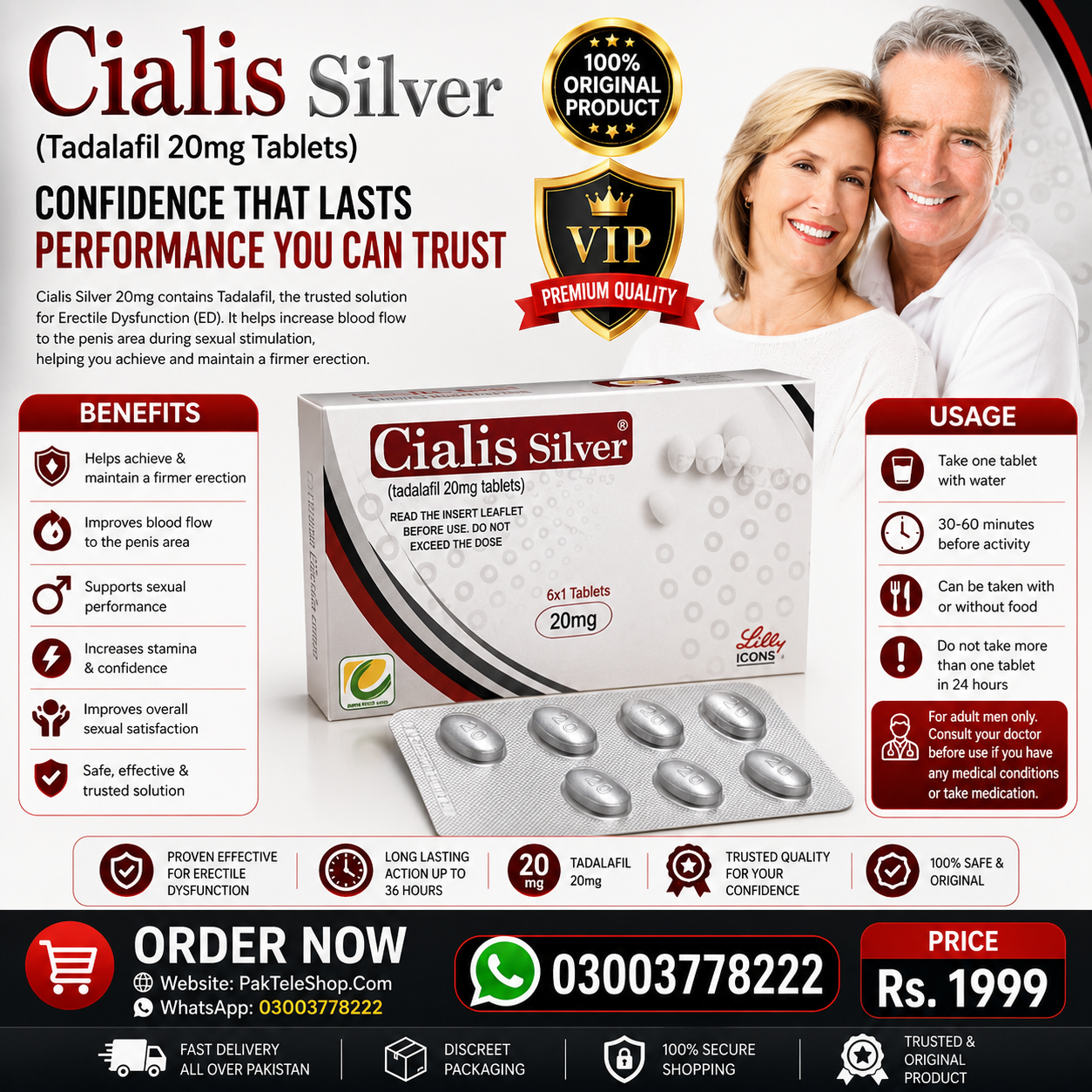 Cialis Silver ( 20mg ) Tablet Price In Pakistan | PakTeleShop