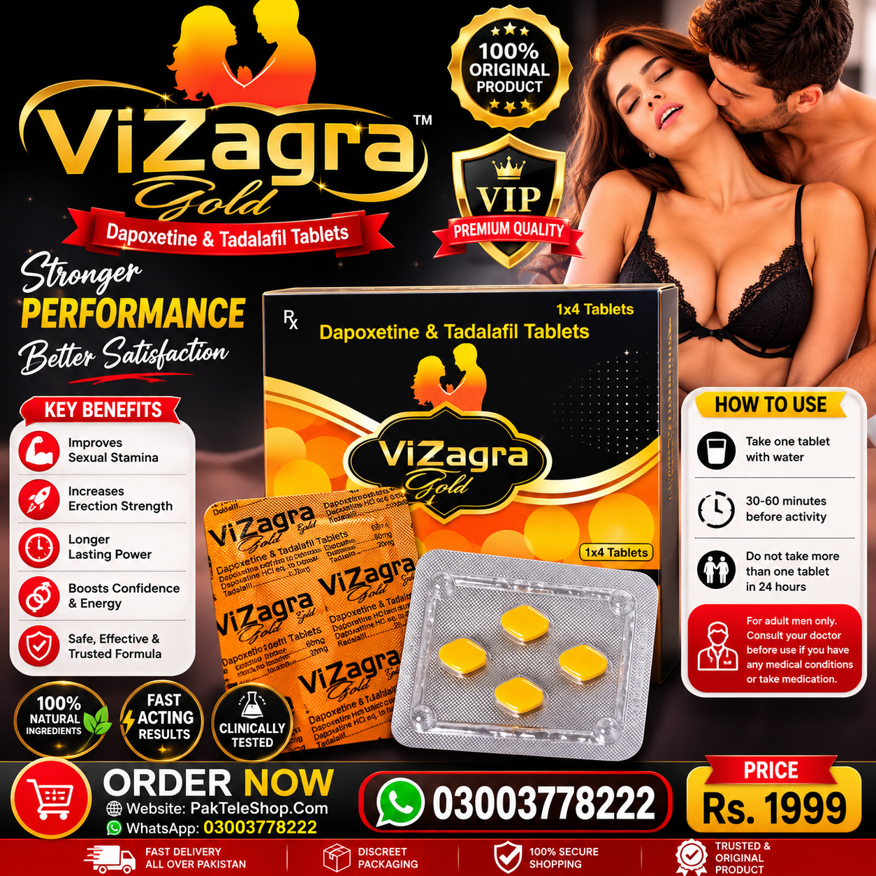 Vizagra Gold Tablets Price in Pakistan – Original Men's Wellness Tablets