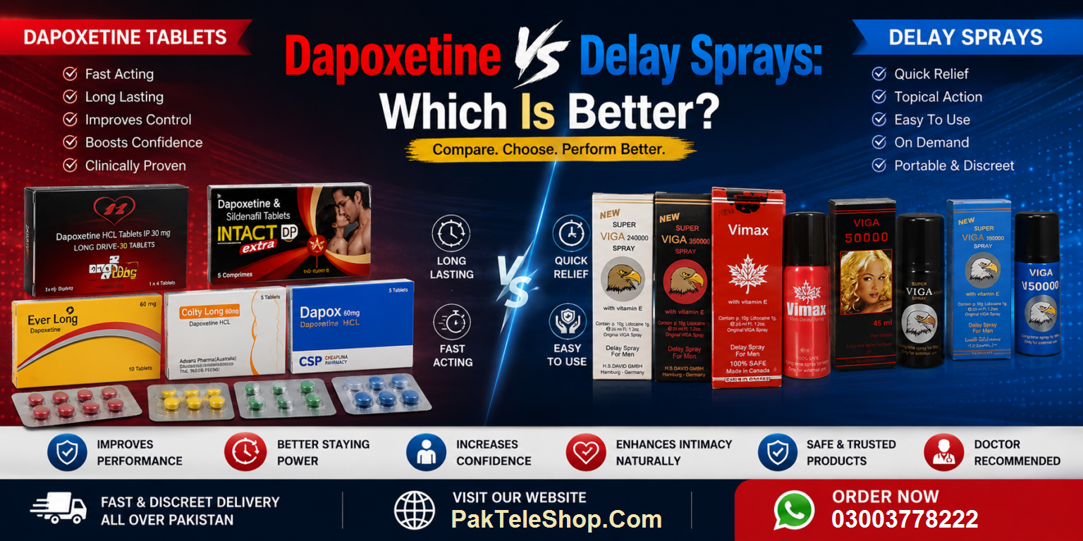 Dapoxetine vs Delay Sprays: Which Is Better? Shop Now: PakTeleShop