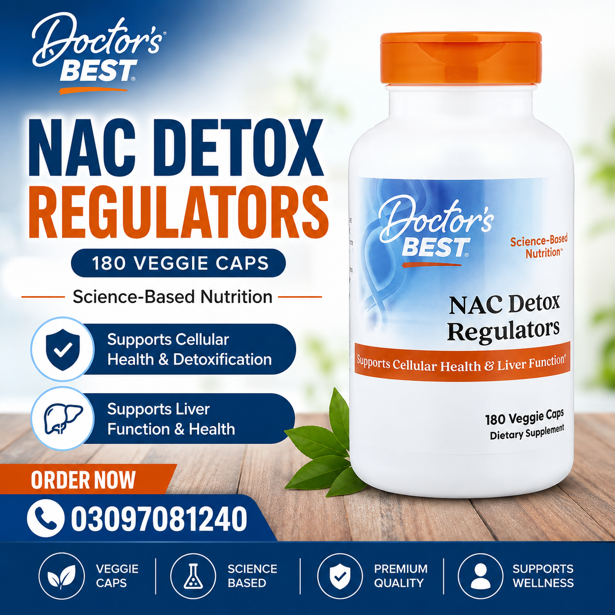 Doctor's Best NAC Detox Regulators 180 Veggie Caps in pakistan
