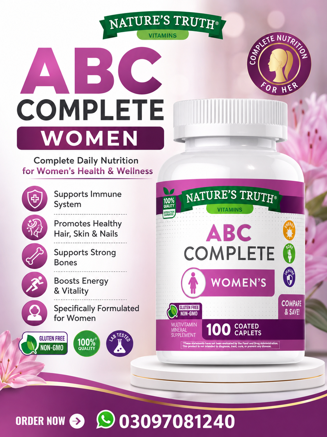 Nature's Truth ABC Complete Women's Capsules in Pakistan These capsules feature a blend of antioxida