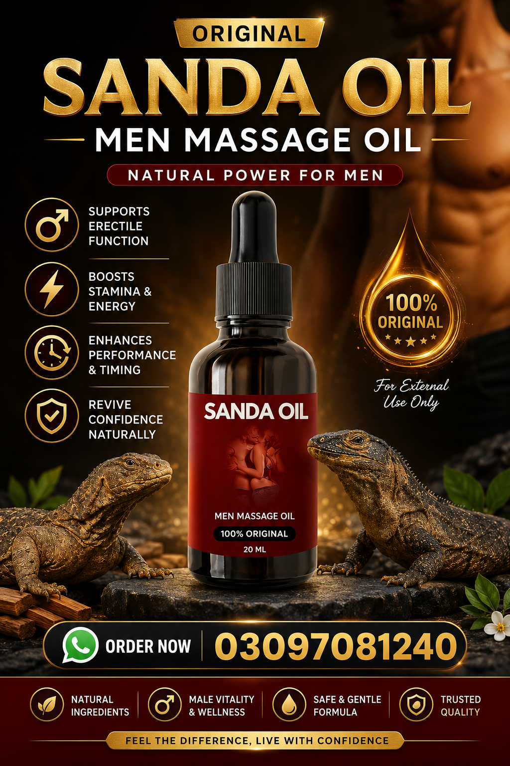 Sanda Oil Men Massage Oil in Pakistan Online Shopping - 100% Natural, Penis Enlargement