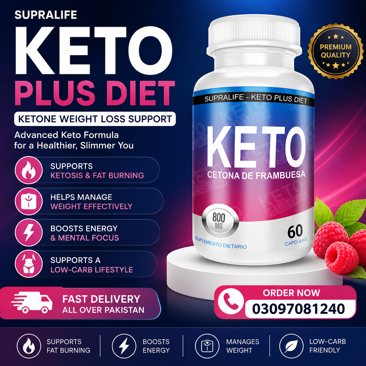 Supralife Keto Plus Diet Supplement - Fat Burner - Advanced Diet!!! 60 capsules in pakistan