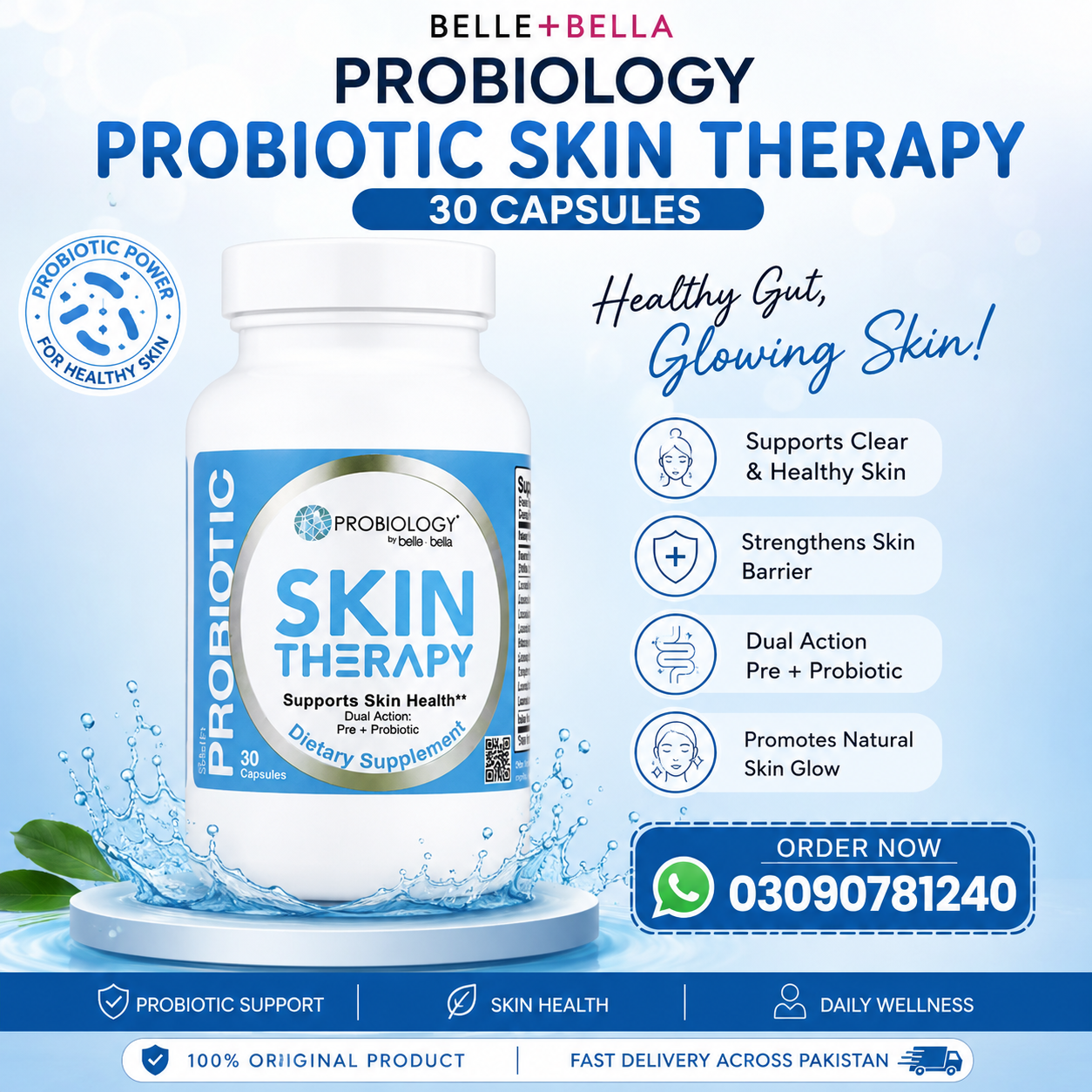 Belle+Bella Probiology Probiotic Skin Therapy 30 Capsules in pakistan