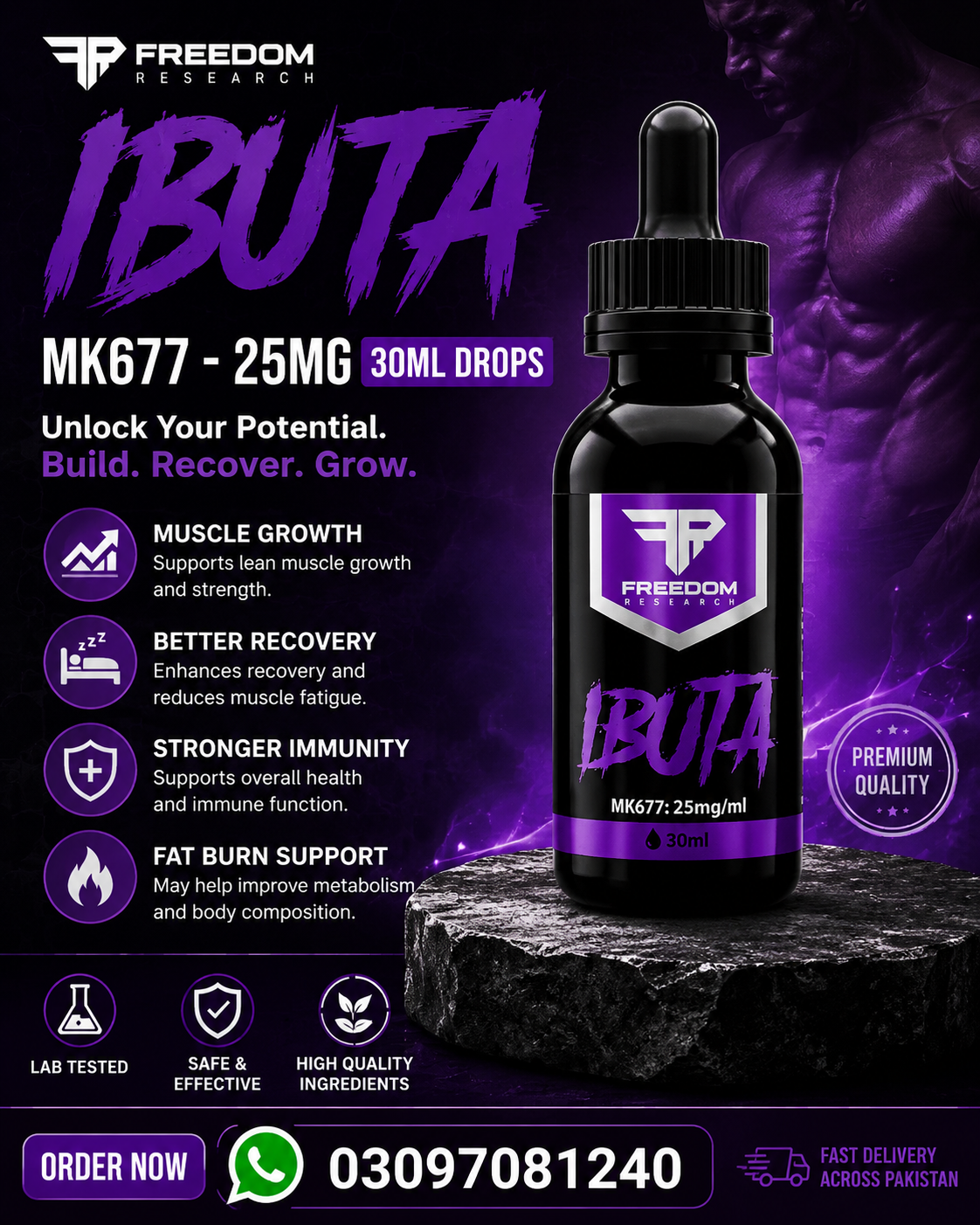 Freedom Research IBUTA - MK677-25mg-30ml Drops in Pakistan