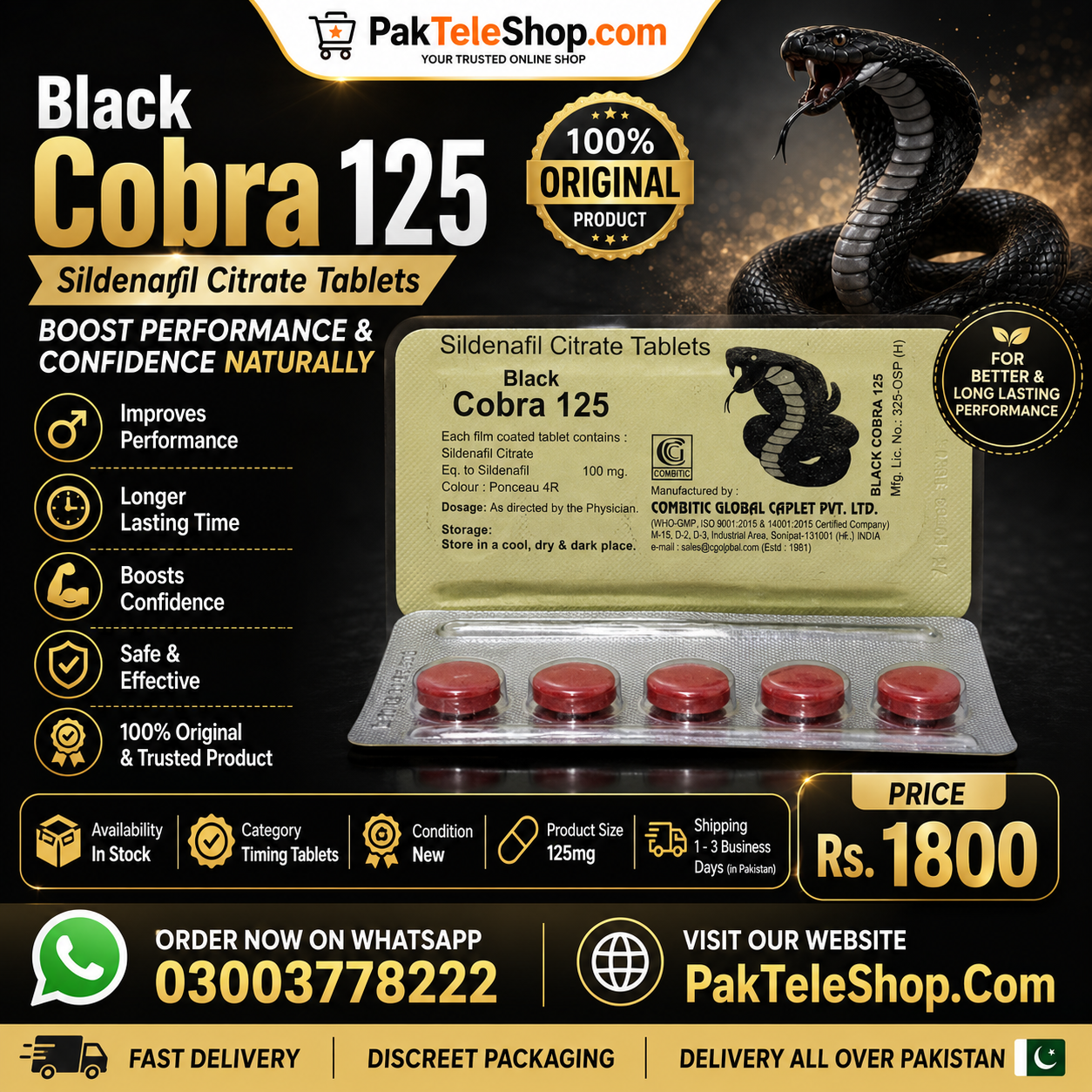 Buy Black Cobra 125 Tablets in Pakistan with Fast Nationwide Delivery