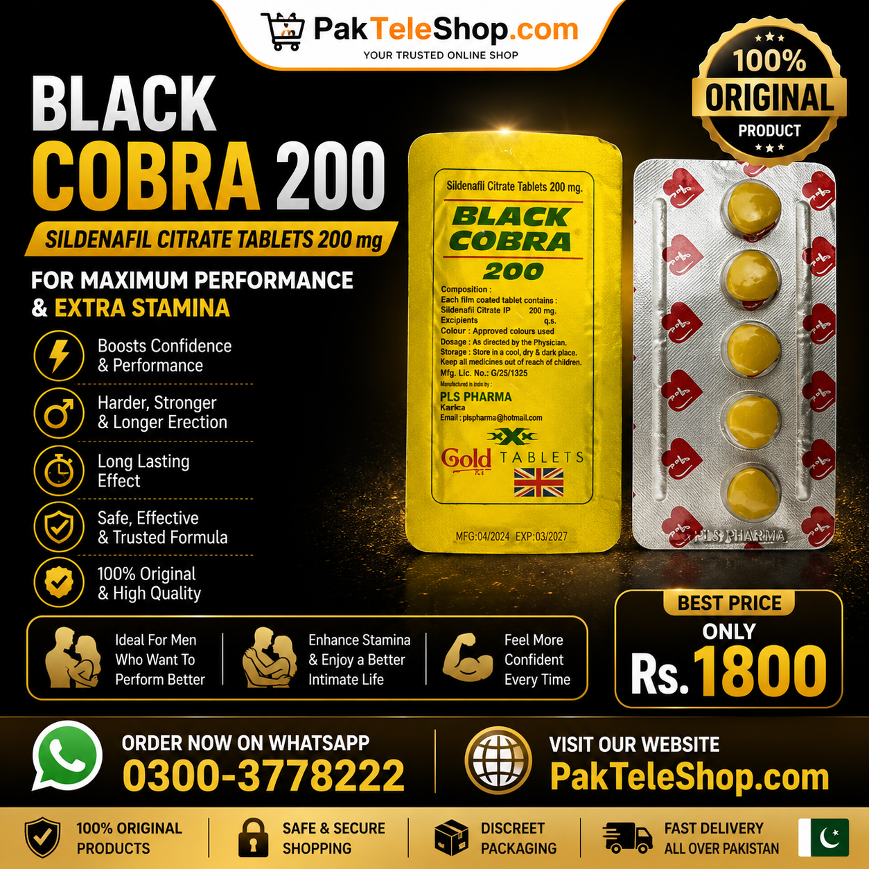 Order Black Cobra Tablets for Men 200mg Online in Pakistan Today