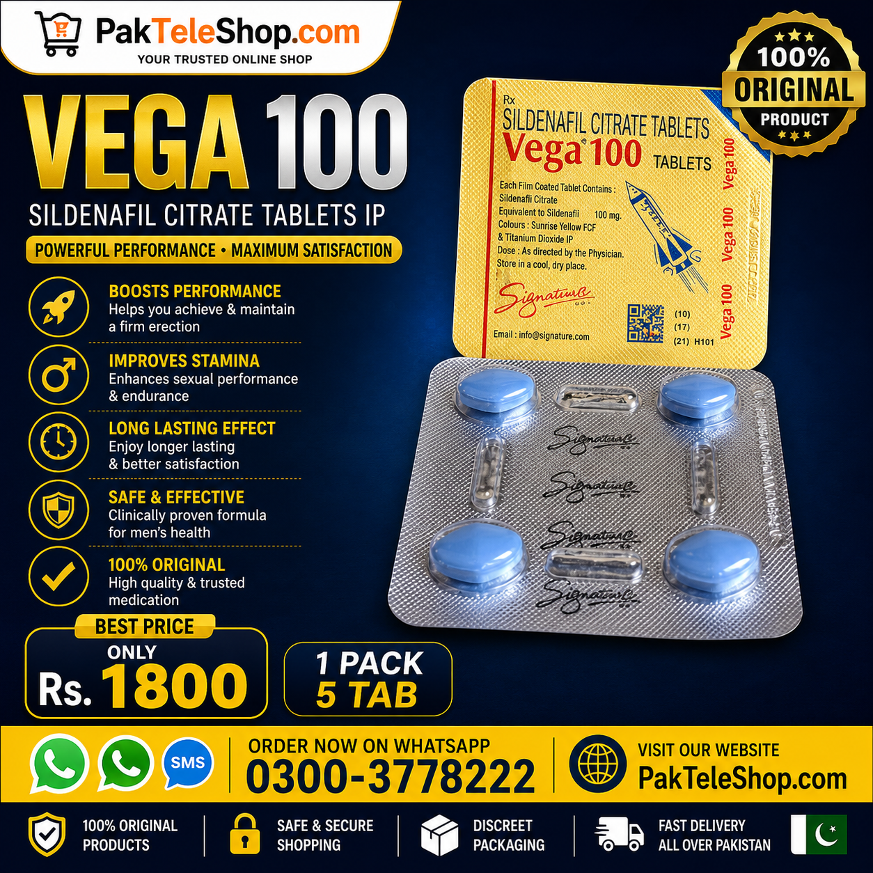 Premium Vega 100 Tablets Online Store Serving Customers Across Pakistan