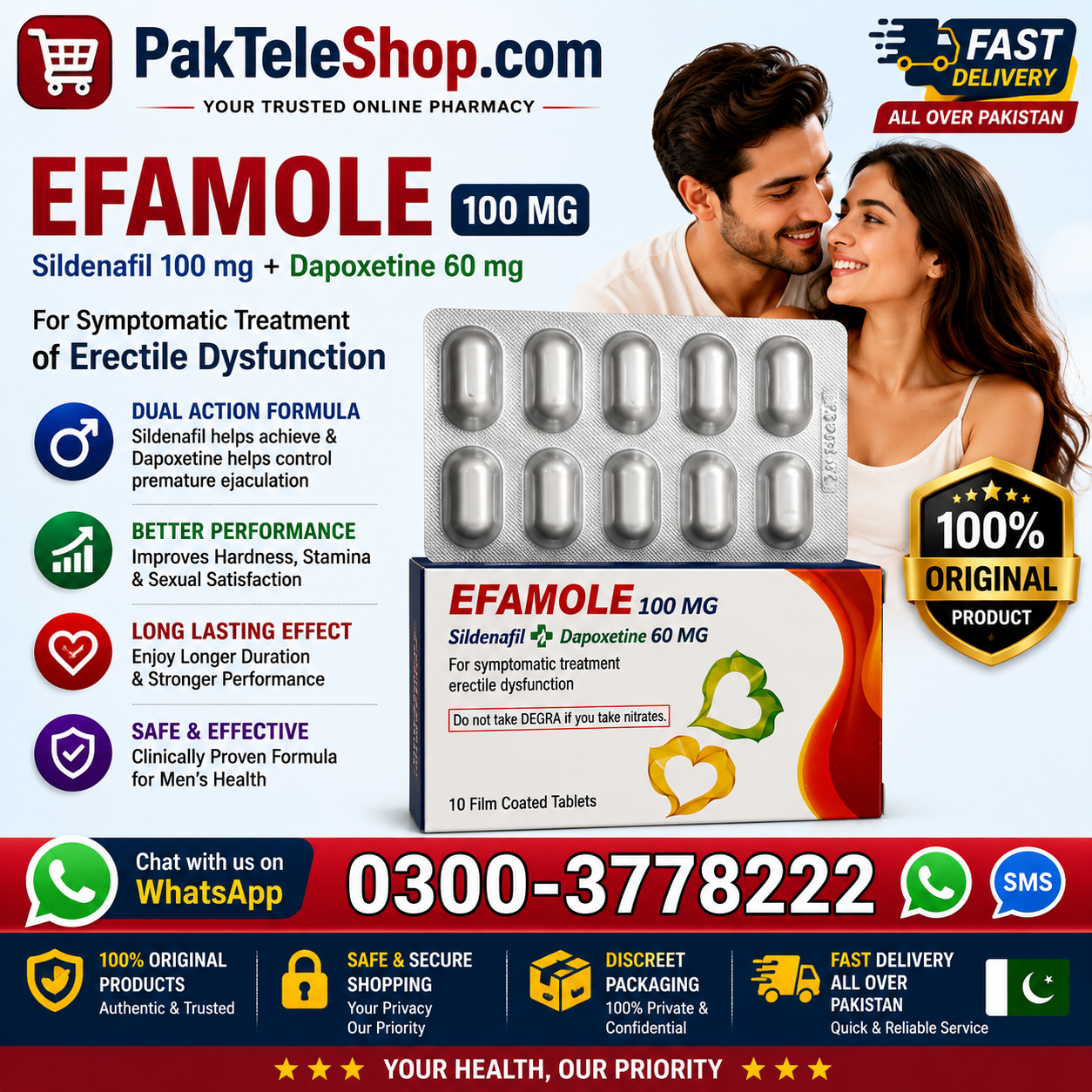 Order Efamole Dapoxetine Tablets Online in Pakistan with Fast Delivery