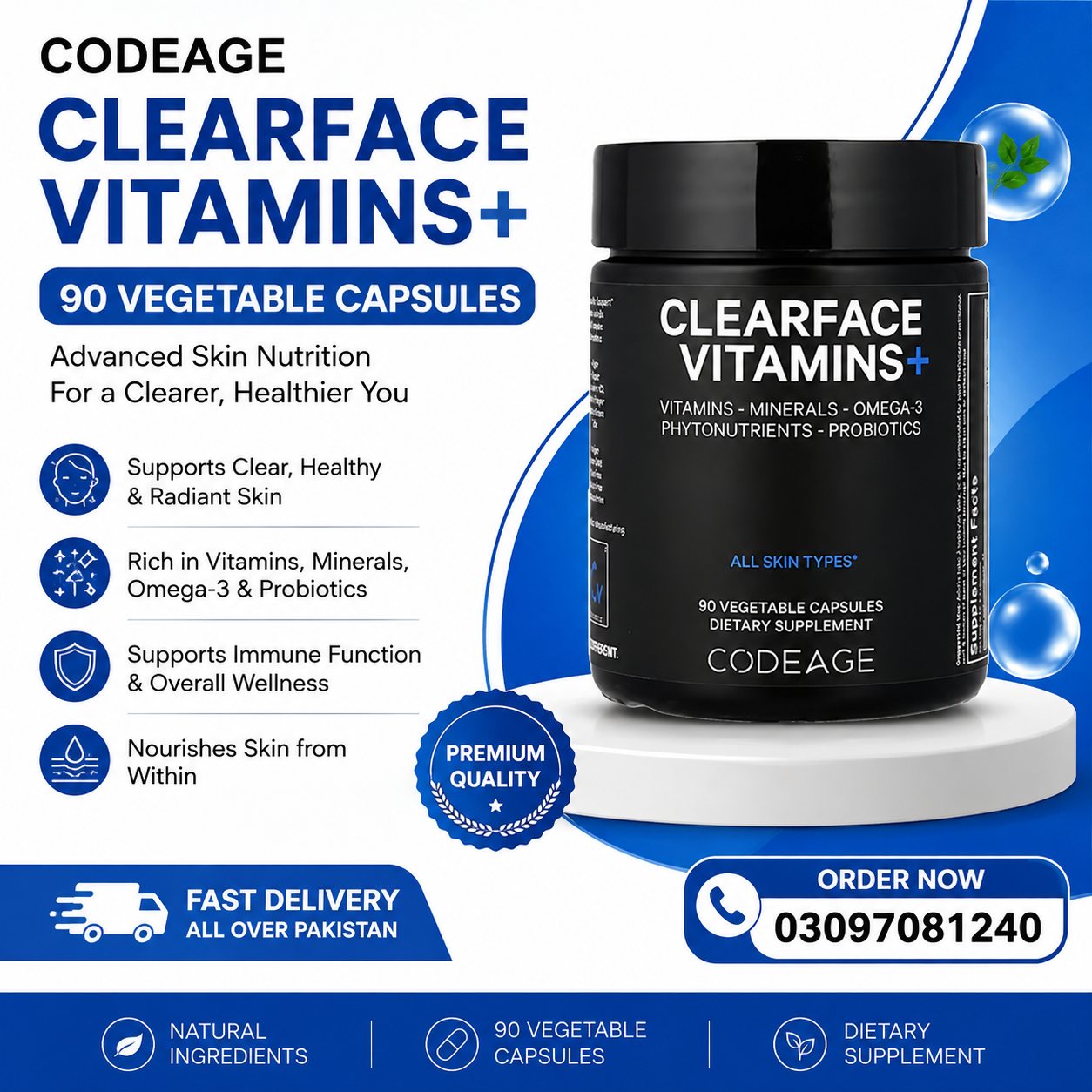 Codeage Clearface Vitamins+ Skin Health Supplement with Vitamins Extracts Antioxidants in pakistan