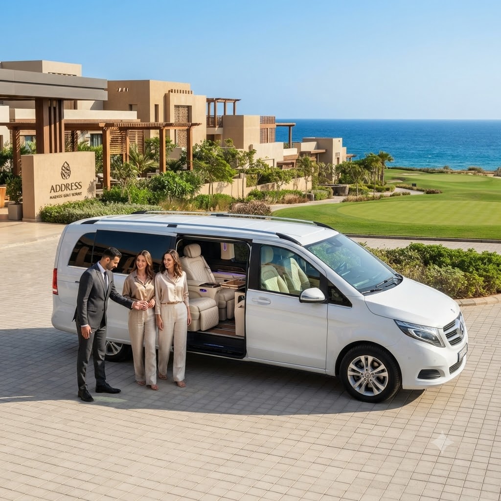 Luxury Car Rental Cairo | Mercedes V250 VIP Transfer from Sphinx Airport to Address Marassi Golf