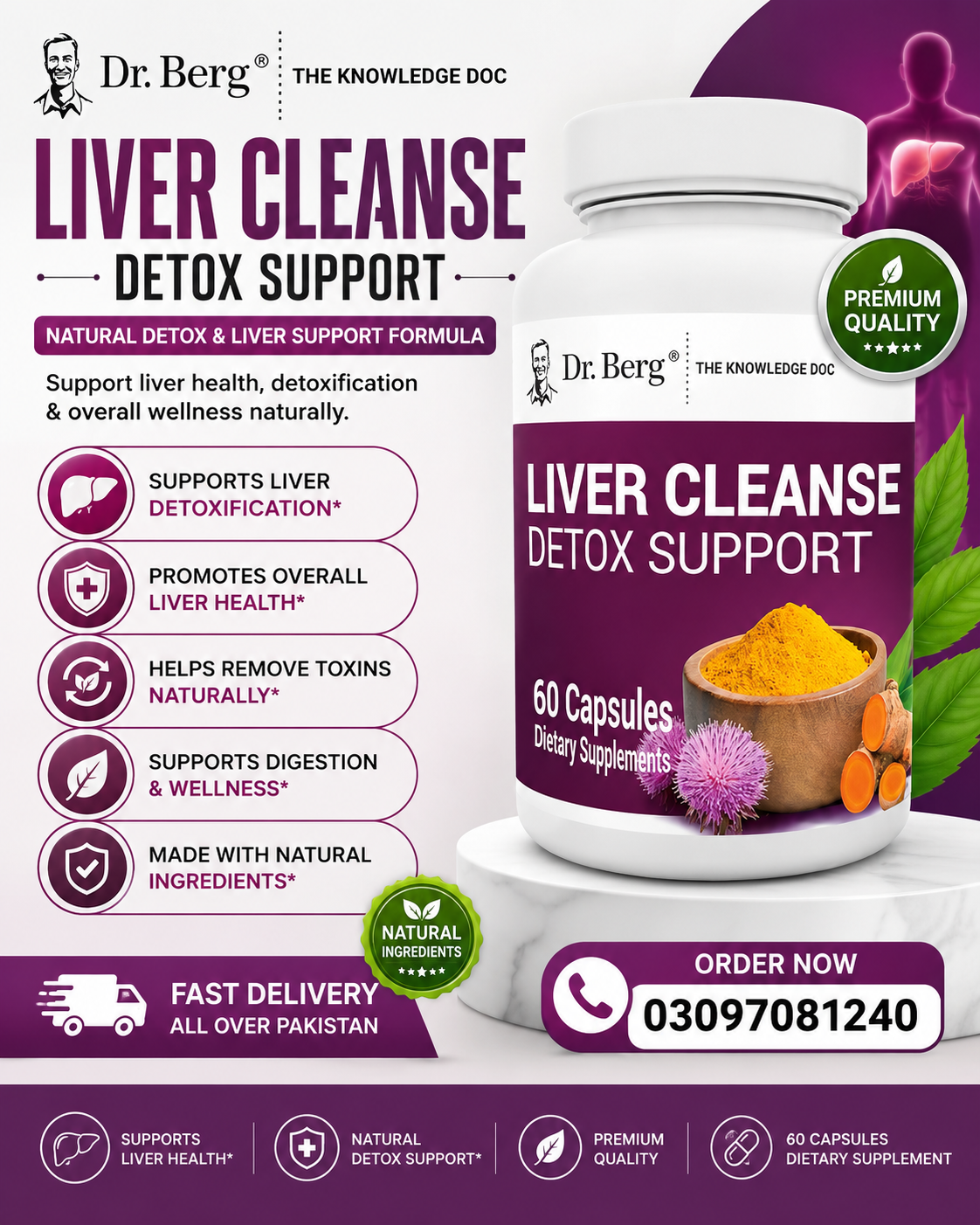 Dr. Berg Liver Cleanse Detox Capsules Blend of Milk Thistle, Ox Bile & Folate - Liver in pakistan