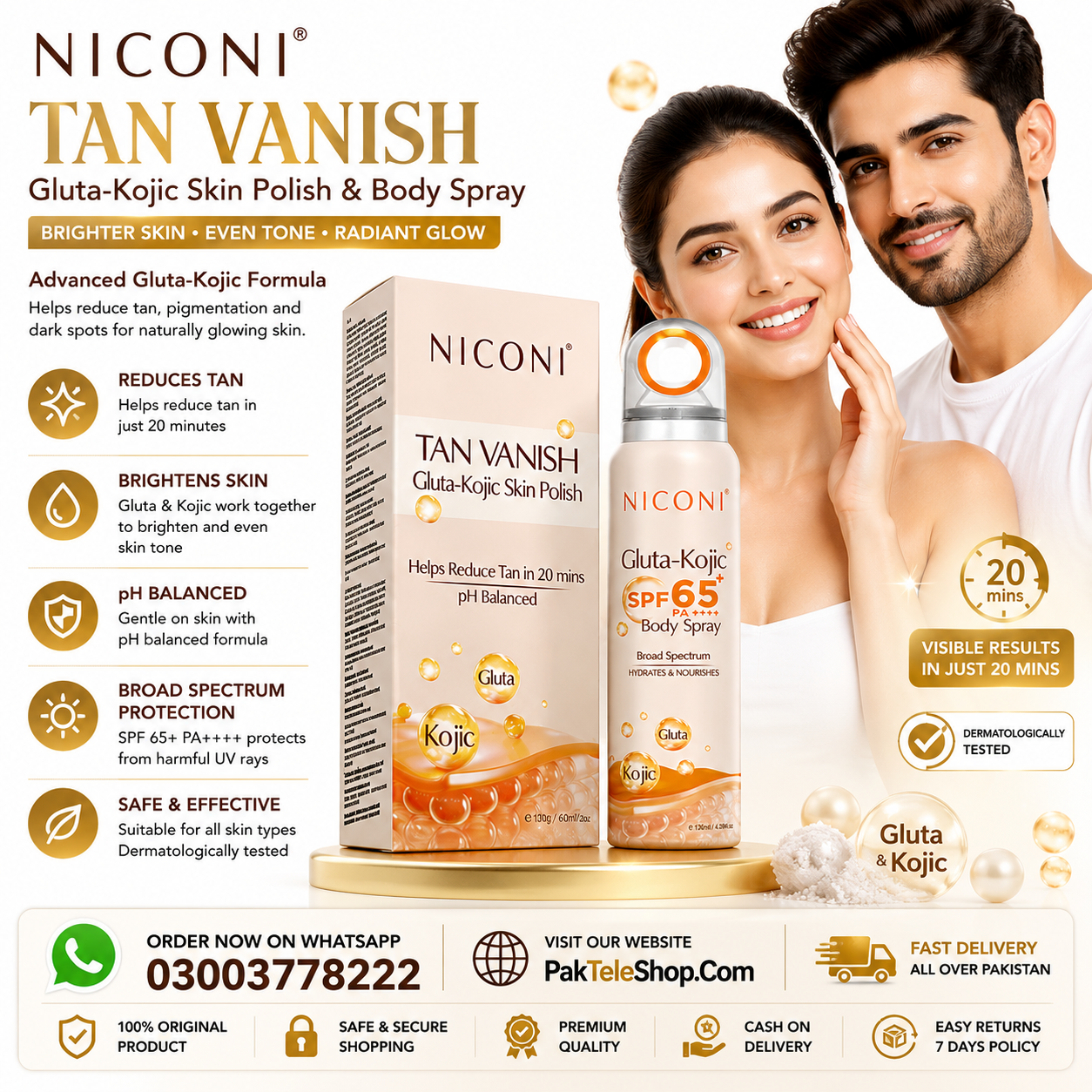 Niconi Tan Vanish Gluta Kojic Skin Polish Price in Pakistan | Original Product