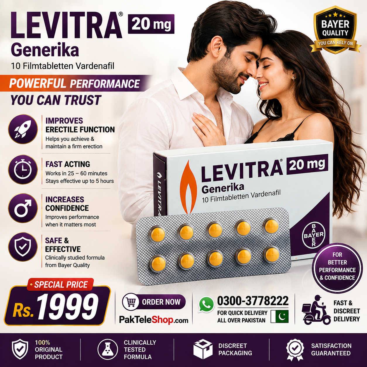 Levitra 20mg Price In Pakistan, Buy Now & Pay Cash on Delivery | PakTeleShop.com