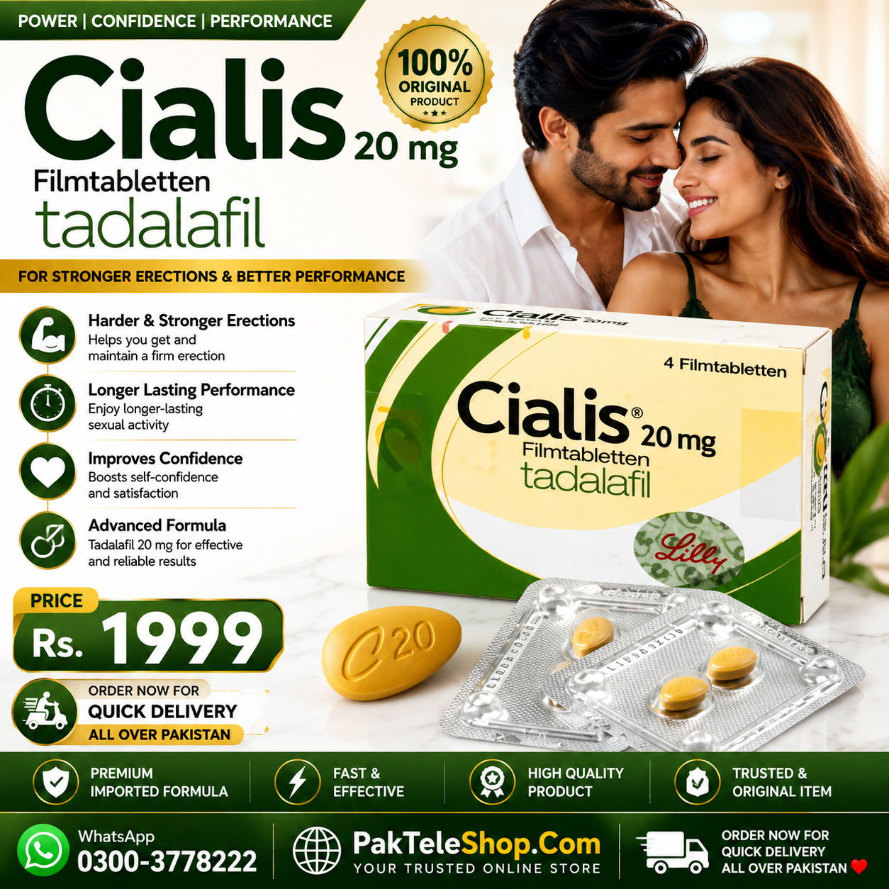 Cialis 20mg Tablet Price In Pakistan 0300-3778222 quick delivery all over Pakistan