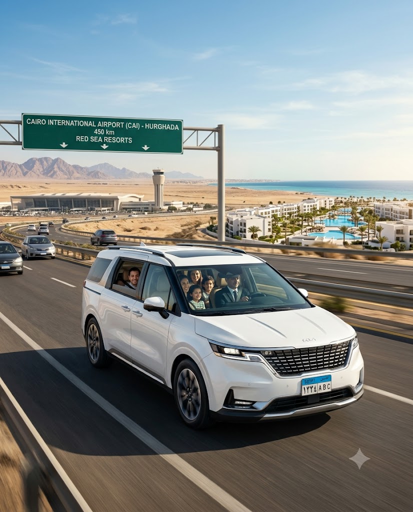 Cheap Car Rental — Kia Carnival 2026 with Professional Chauffeur from Cairo Airport to Hurghada 