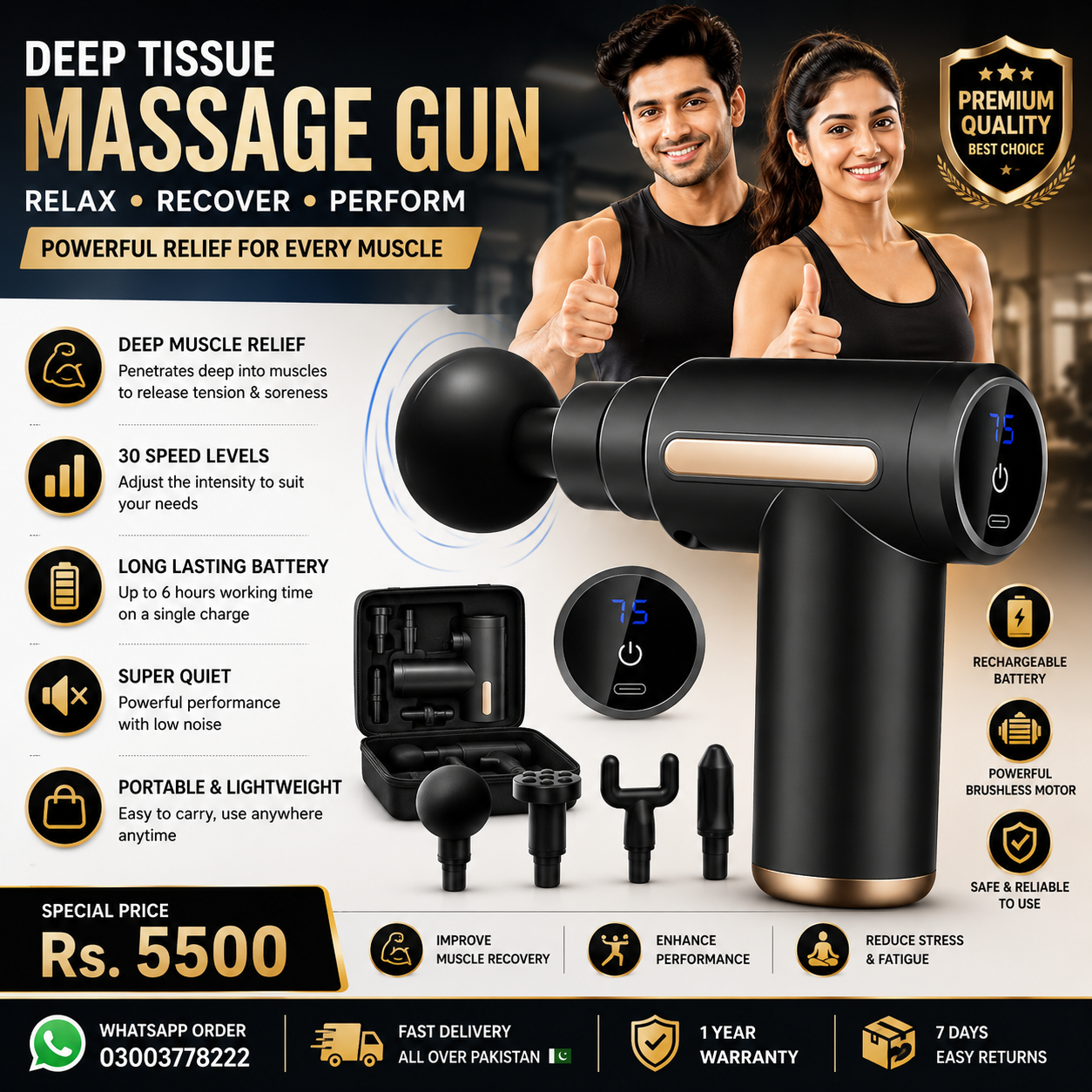 Rechargeable Massage Gun Price In Pakistan - 0300-3778222