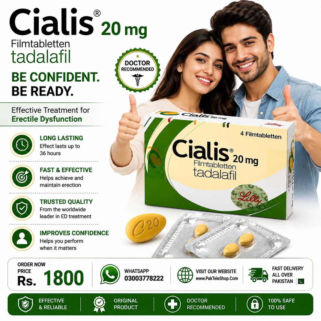 Cialis 20mg Price In Pakistan | PakTeleShop - 4 Tablets Imported