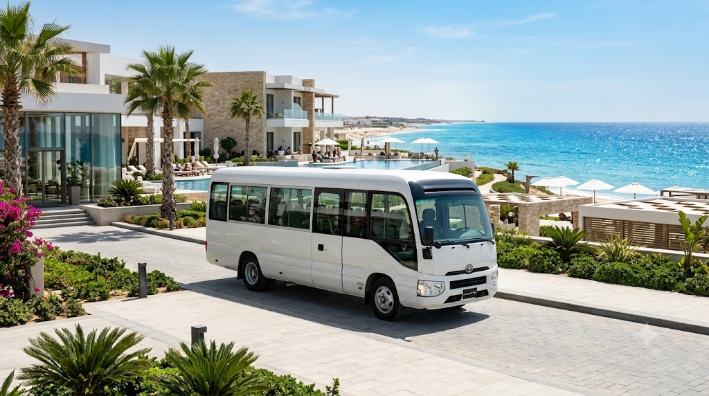 Toyota Coaster 21 Seater Rental with Driver for Group Trips from Cairo to Alamein and North Coast