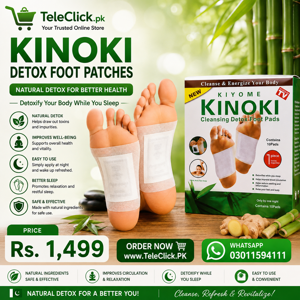 Kinoki Detox Foot Patches in Pakistan – 0301-1594111 | TeleClick.pk