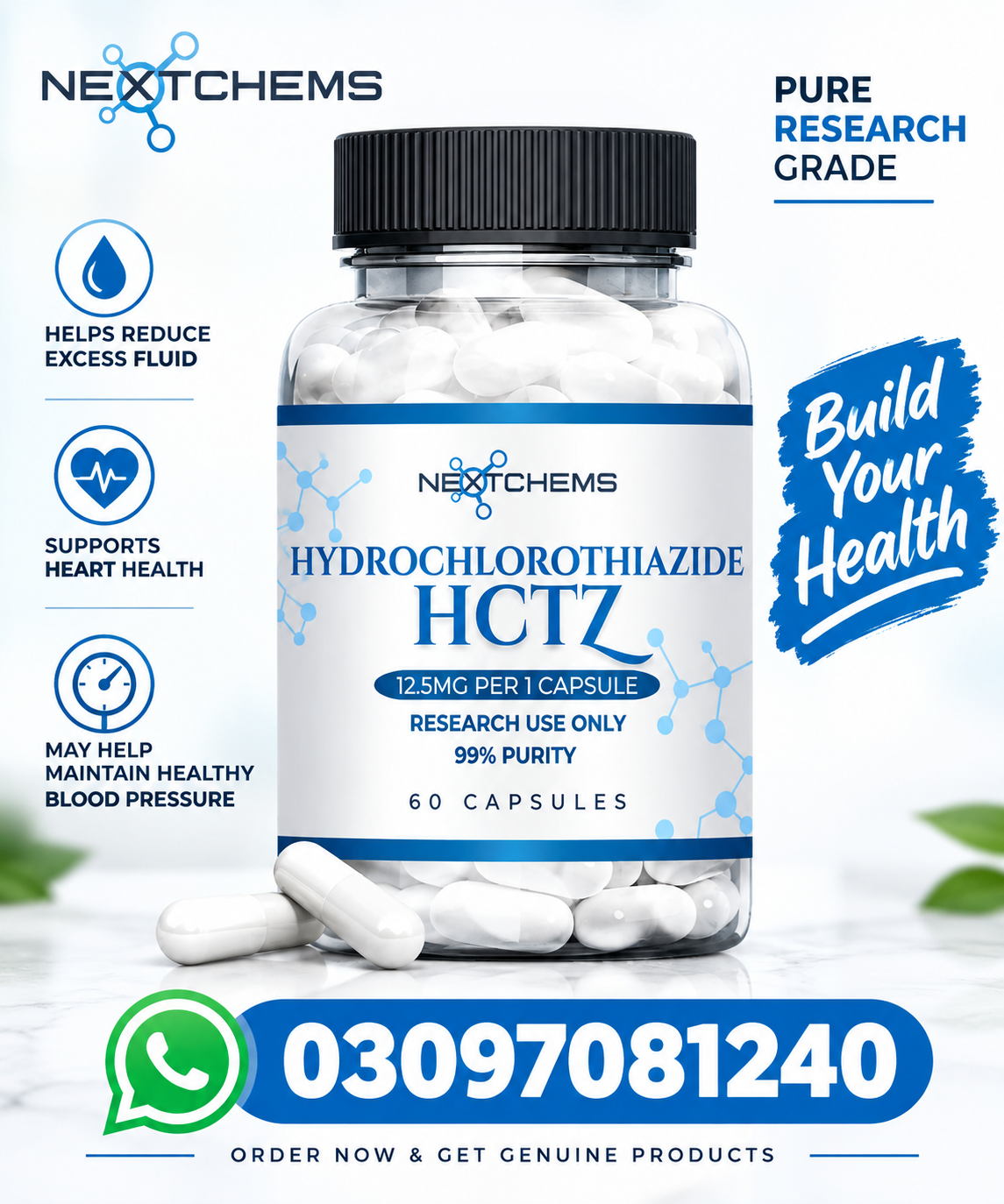 NextChems Hydrochlorothiazide (HCTZ) 12.5mg Capsules in Pakistan at Original Prices | DvagoShop | 