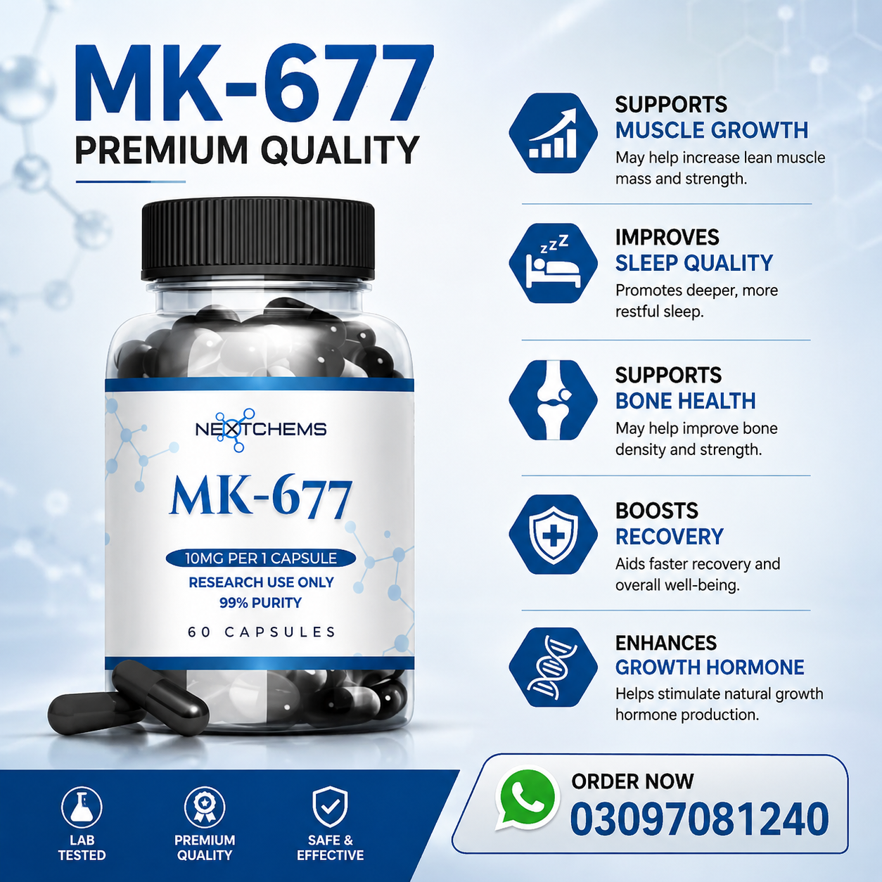 Buy Nextchems MK-677 (Ibutamoren) 10mg – 60 Capsules Pakistan | DvagoShop |
