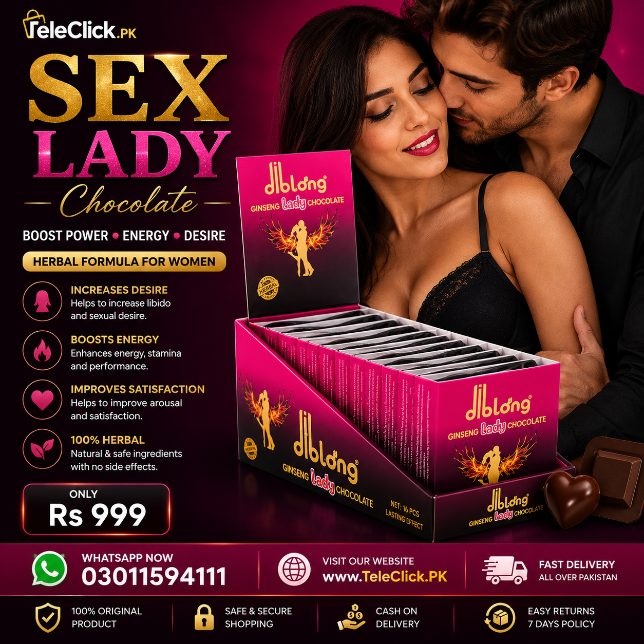 Sex Lady Chocolate In Pakistan - 0301-1594111 | TeleClick.PK