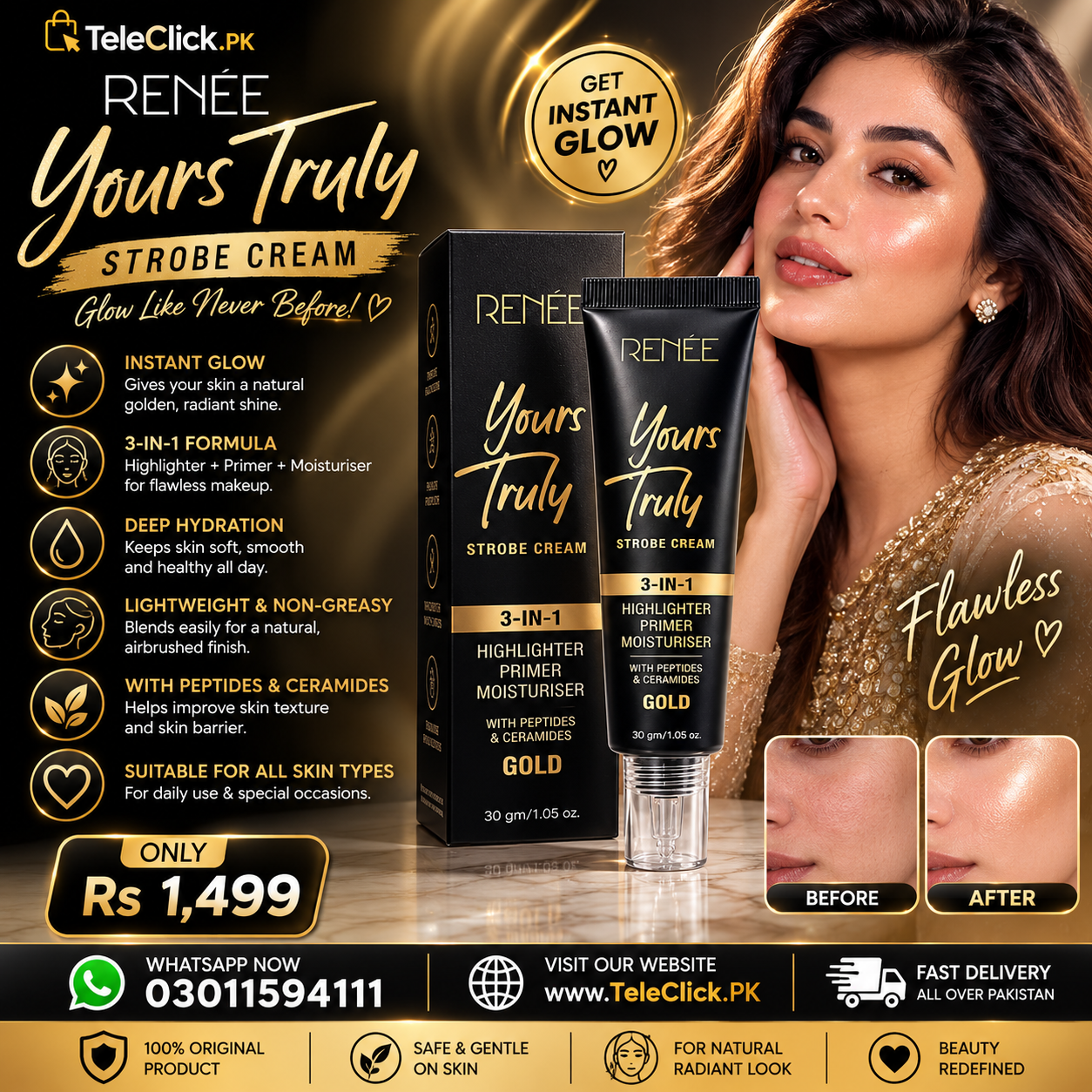 Renee Yours Truly Strobe Gold Cream In Pakistan At TeleClick.PK