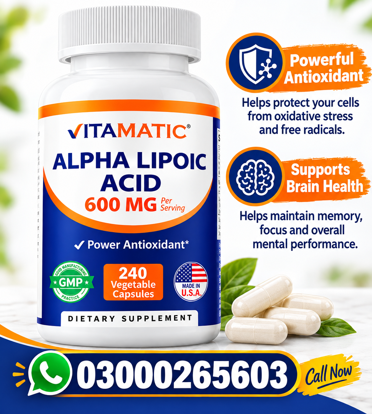 Vitamatic Alpha Lipoic Acid 600mg in Pakisan | Darazdeal.pk 