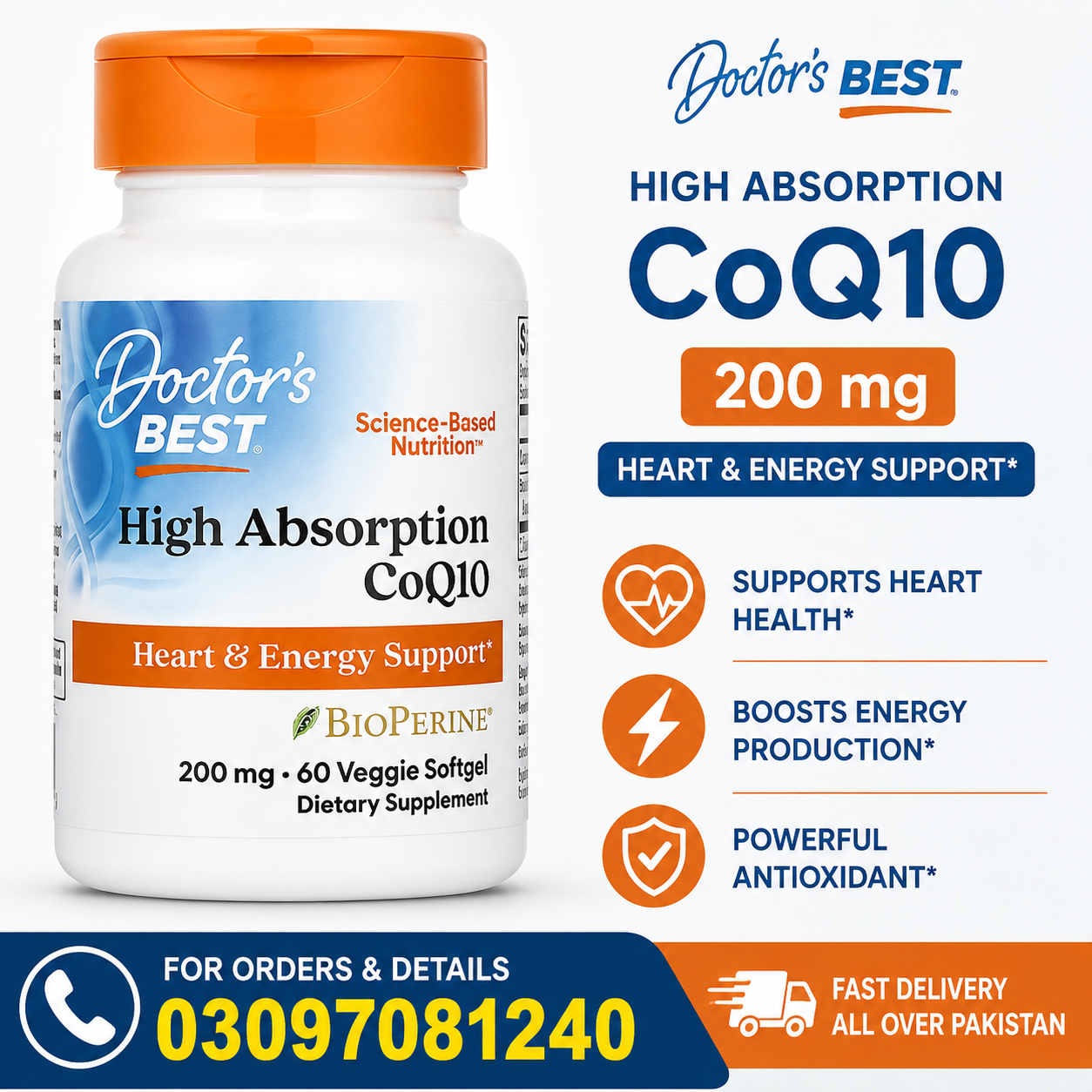 Doctor's Best High Absorption CoQ10 100mg Energy Support Price in Pakistan | DvagoShop