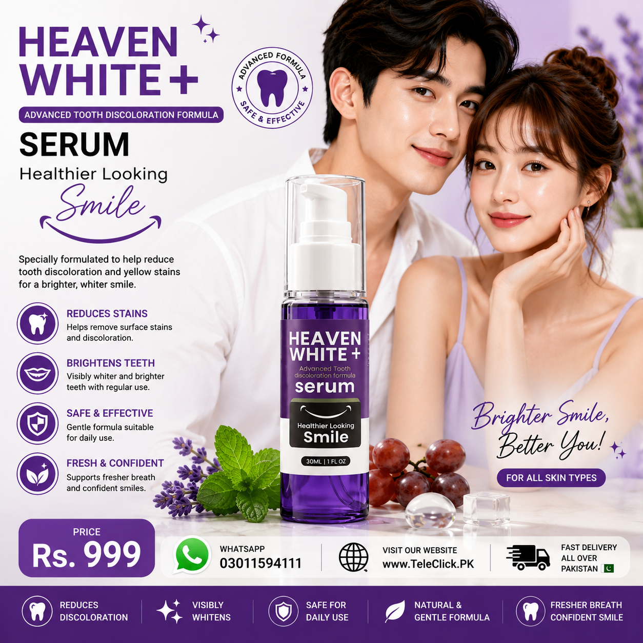 Heaven White Teeth Serum Smile Advanced Formula In Pakistan - 0301-1594111