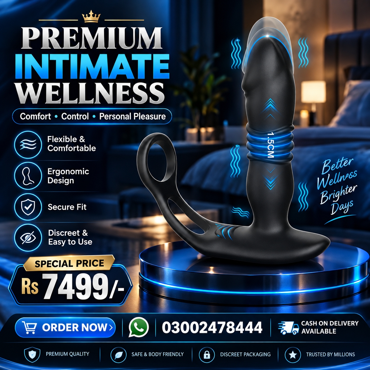 Thrusting Prostate Massager With Dual Rings In Pakistan