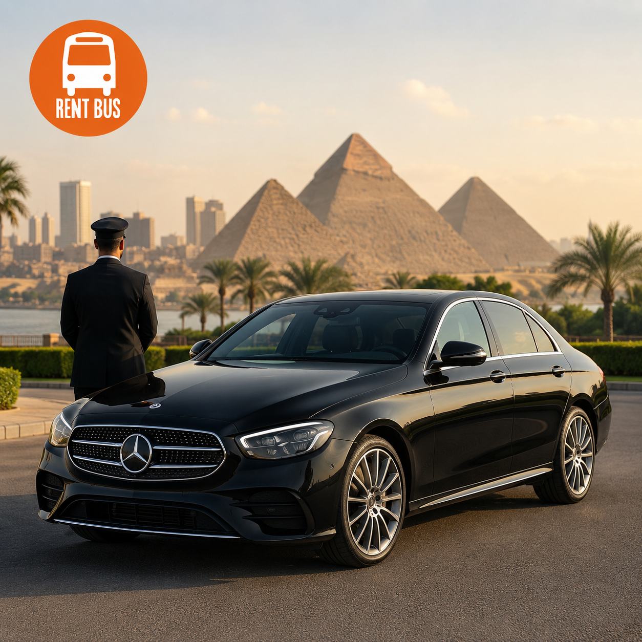 Luxury Car Rental in Cairo – Mercedes E200 2023 with Professional Chauffeur for Daily Sightseeing  