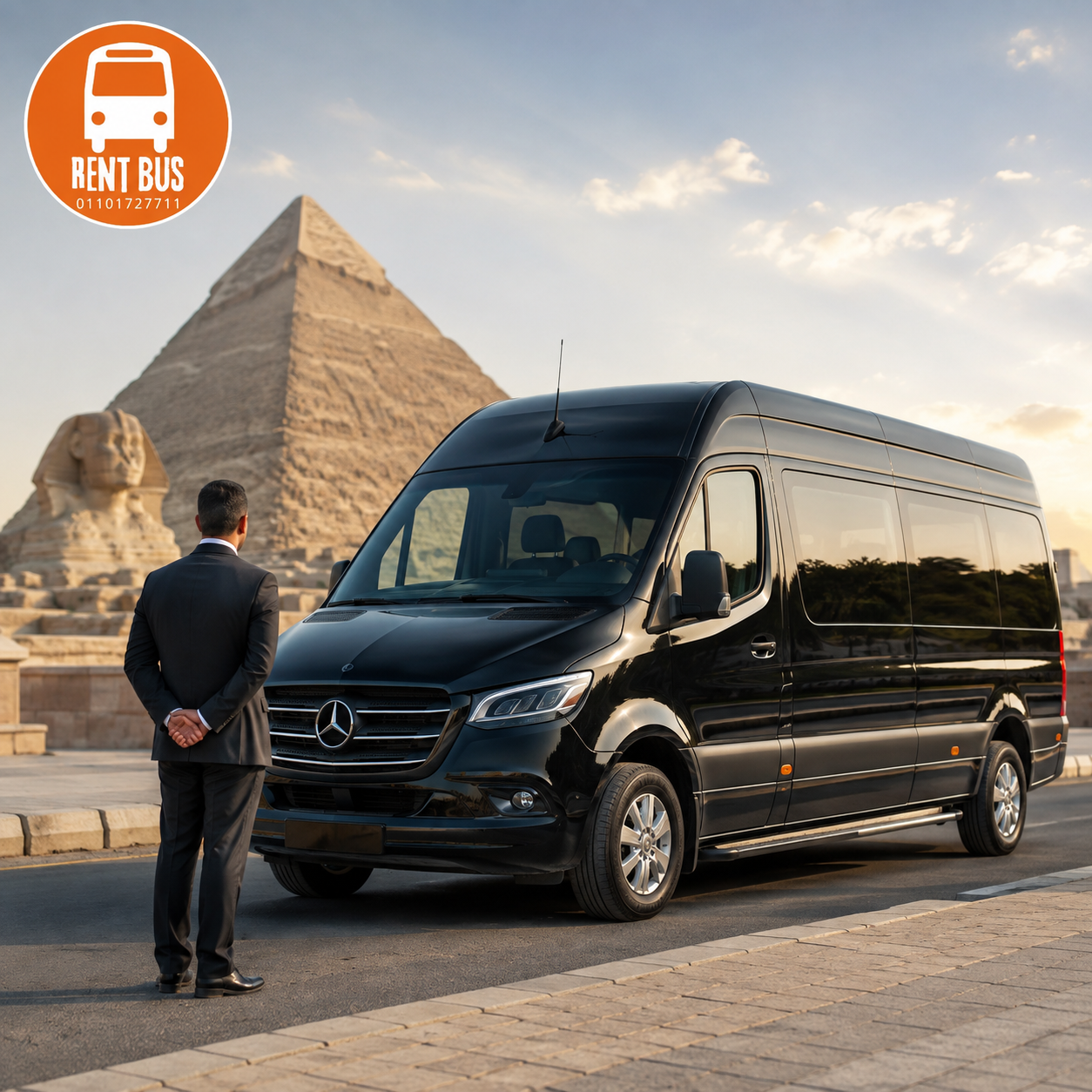 Luxury Car Rental Cairo – Mercedes Sprinter VIP 13 Seater for Private Sightseeing Tours and Group